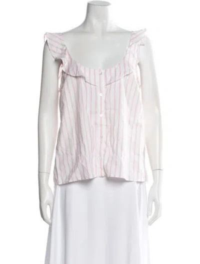 Pre-owned Sézane Striped Scoop Neck Blouse In Pink