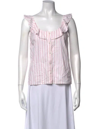 Pre-owned Sézane Striped Scoop Neck Blouse In Pink