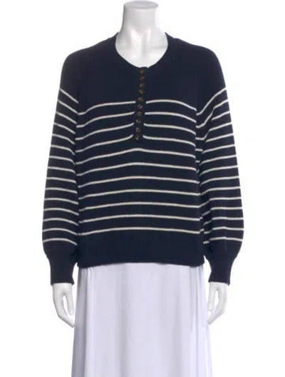 Pre-owned Sézane Striped Scoop Neck Sweater In Blue