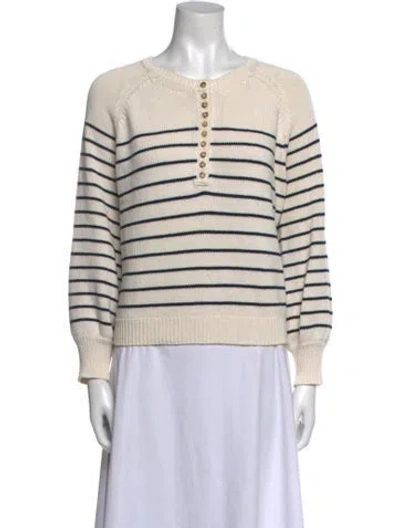 Pre-owned Sézane Striped Scoop Neck Sweater In Neutral