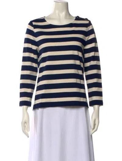 Pre-owned Sézane Striped Scoop Neck Top In Blue