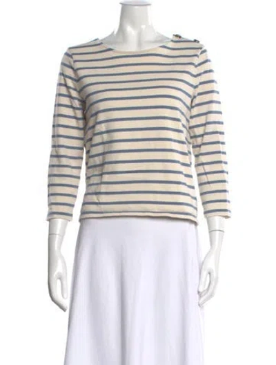 Pre-owned Sézane Striped Scoop Neck Top In Neutral