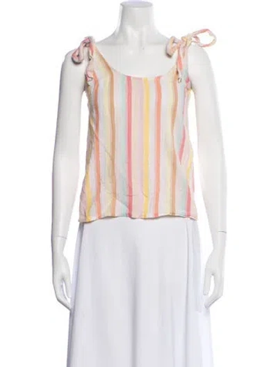 Pre-owned Sézane Striped Scoop Neck Top In Pink