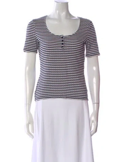 Pre-owned Sézane Striped Scoop Neck T-shirt In Blue