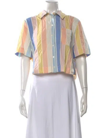 Pre-owned Sézane Striped Short Sleeve Button-up Top W/ Tags In Multi
