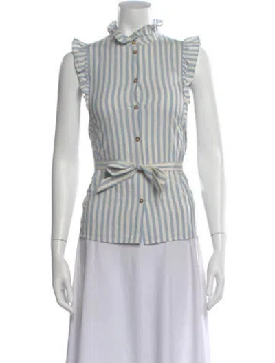 Pre-owned Sézane Striped Sleeveless Blouse In Blue
