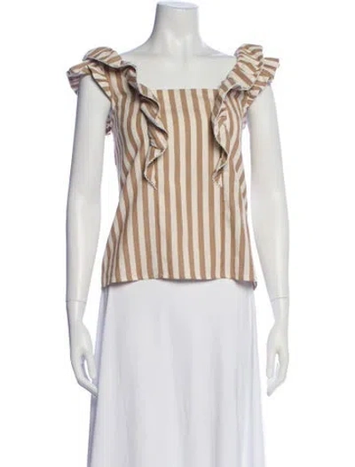 Pre-owned Sézane Striped Square Neckline Blouse In Neutral