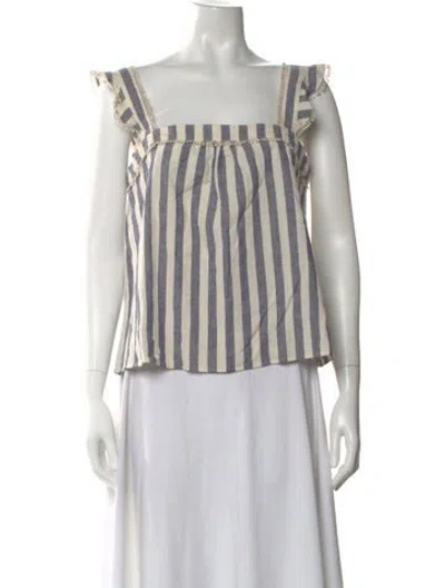 Pre-owned Sézane Striped Square Neckline Top In Blue