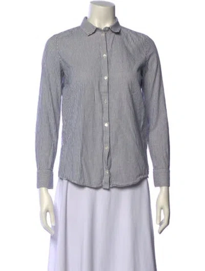Pre-owned Sézane Striped Three-quarter Sleeve Button-up Top In Multi