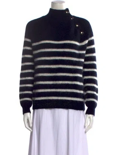 Pre-owned Sézane Striped Turtleneck Sweater In Blue