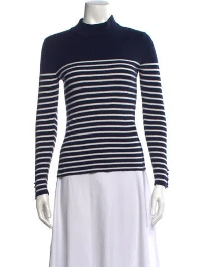Pre-owned Sézane Striped Turtleneck Sweater In Blue