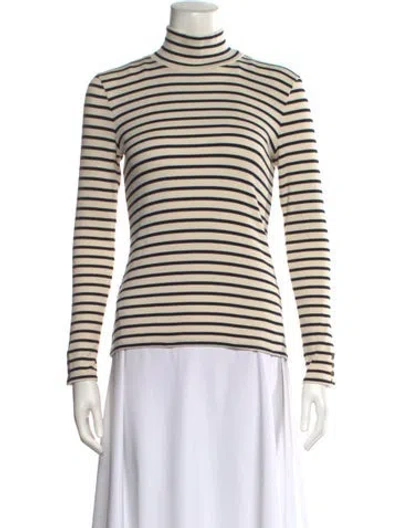 Pre-owned Sézane Striped Turtleneck Sweater In Neutral