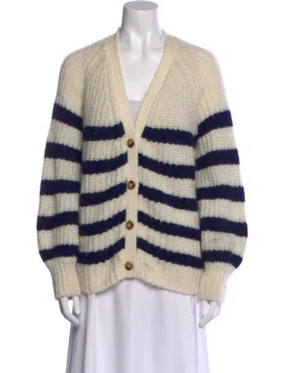 Pre-owned Sézane Striped V-neck Sweater In Neutral