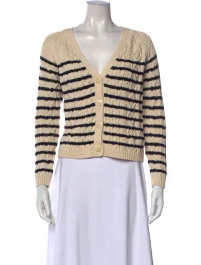 Pre-owned Sézane Striped V-neck Sweater In Neutral