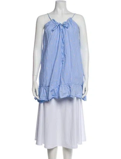 Pre-owned Sézane Striped V-neck Tunic In Blue