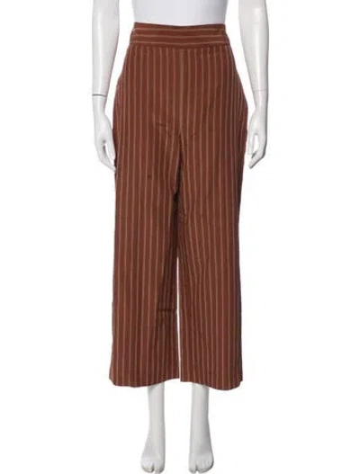 Pre-owned Sézane Striped Wide Leg Pants In Brown