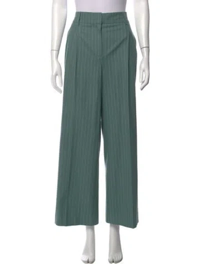Pre-owned Sézane Striped Wide Leg Pants In Green
