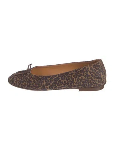 Pre-owned Sézane Suede Animal Print Ballet Flats In Brown