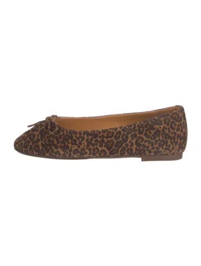 Pre-owned Sézane Suede Animal Print Ballet Flats In Brown