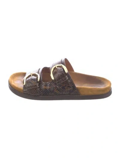 Pre-owned Sézane Suede Animal Print Slides In Brown