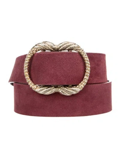 Pre-owned Sézane Suede Belt In Burgundy
