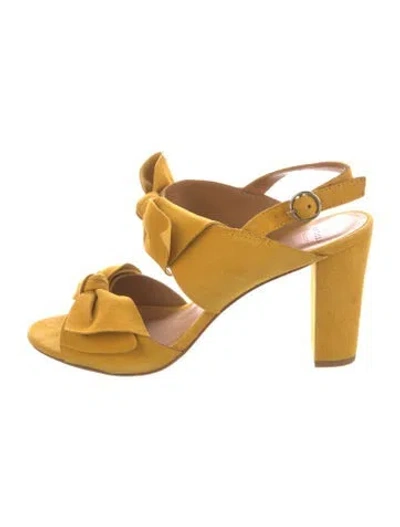 Pre-owned Sézane Suede Bow Accents Slingback Sandals In Yellow