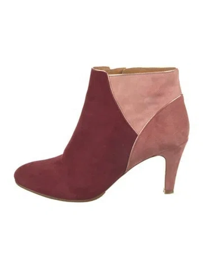Pre-owned Sézane Suede Colorblock Pattern Boots In Red
