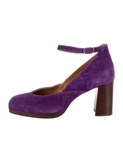 Pre-owned Sézane Suede Colorblock Pattern Pumps In Purple