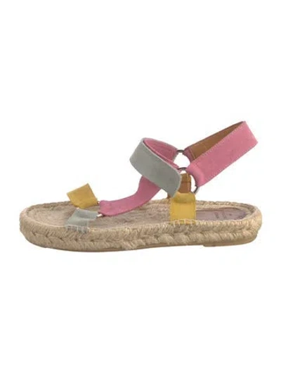 Pre-owned Sézane Suede Colorblock Pattern Sandals In Pink