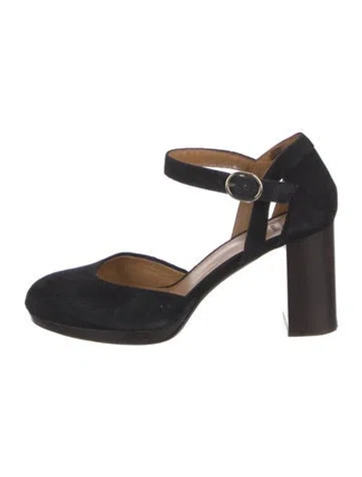 Pre-owned Sézane Suede D'orsay Pumps In Black