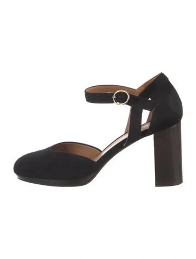Pre-owned Sézane Suede D'orsay Pumps In Black