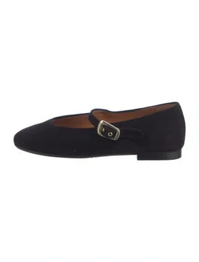 Pre-owned Sézane Suede Mary Jane Flats In Black