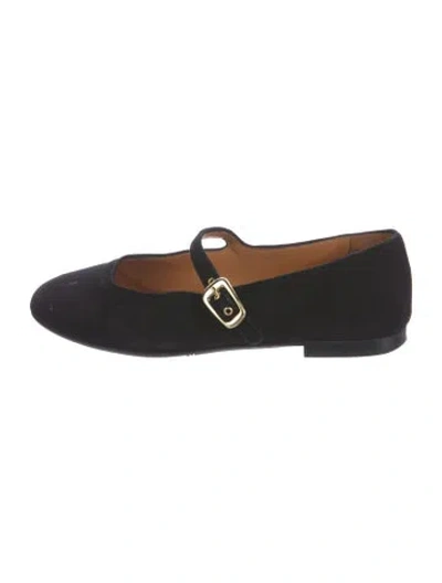 Pre-owned Sézane Suede Mary Jane Flats In Black