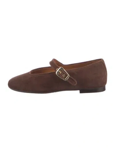 Pre-owned Sézane Suede Mary Jane Flats In Brown
