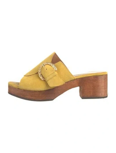 Pre-owned Sézane Suede Mules In Yellow