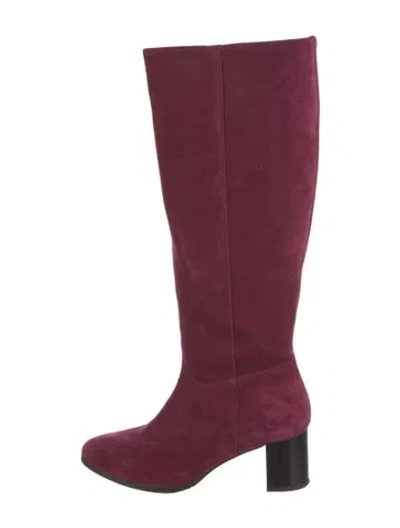 Pre-owned Sézane Suede Riding Boots In Burgundy