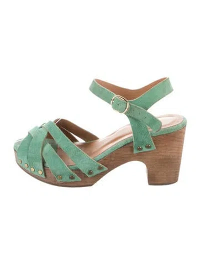 Pre-owned Sézane Suede Sandals In Green