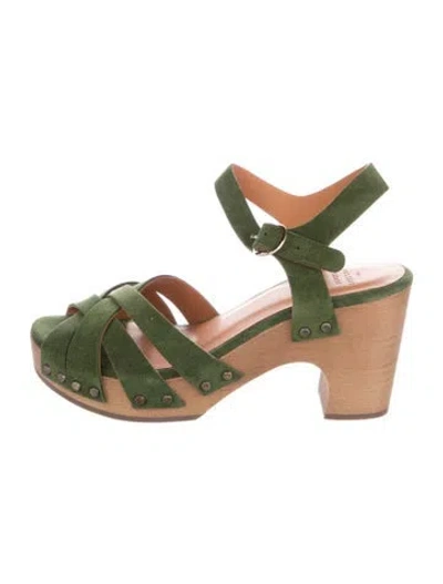 Pre-owned Sézane Suede Sandals In Green