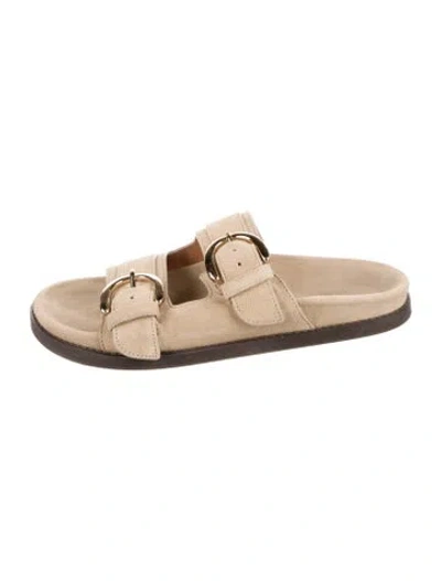 Pre-owned Sézane Suede Slides In Neutral