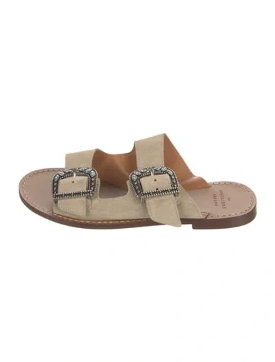 Pre-owned Sézane Suede Slides In Neutral