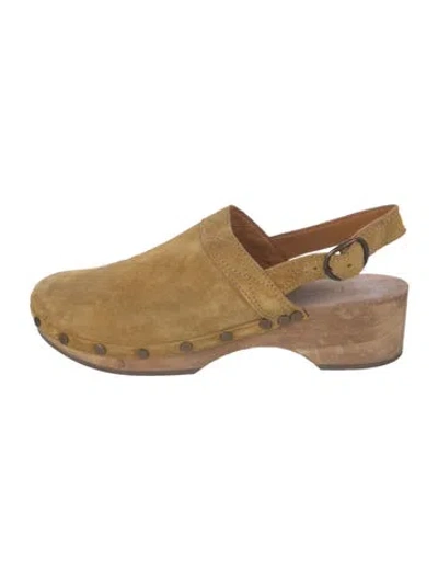 Pre-owned Sézane Suede Slingback Flats In Brown