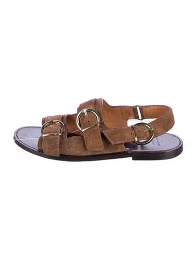 Pre-owned Sézane Suede Slingback Flats In Brown