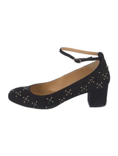 Pre-owned Sézane Suede Studded Accents Pumps In Black