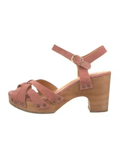 Pre-owned Sézane Suede Studded Accents Pumps In Pink