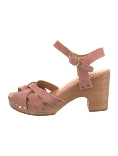 Pre-owned Sézane Suede Studded Accents Sandals In Pink
