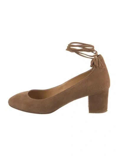 Pre-owned Sézane Suede Tassel Accents Pumps In Brown