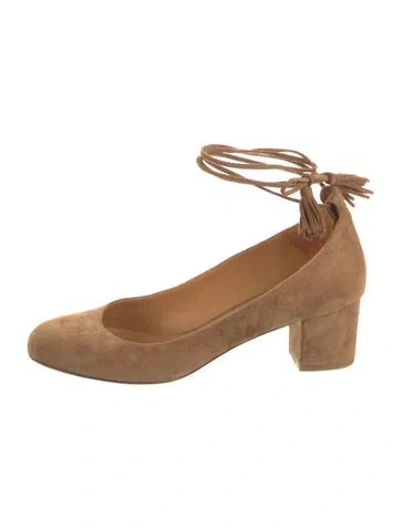 Pre-owned Sézane Suede Tassel Accents Pumps In Brown