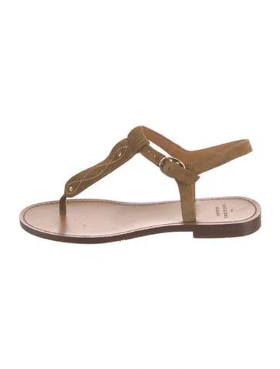 Pre-owned Sézane Suede T-strap Sandals In Brown
