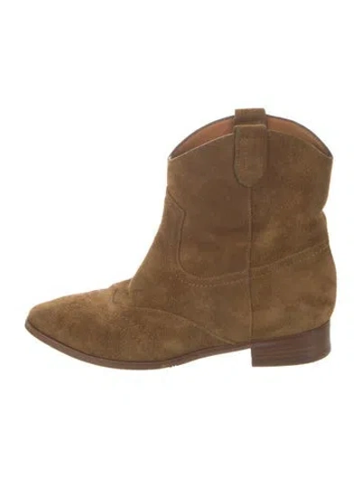Pre-owned Sézane Suede Western Boots In Brown