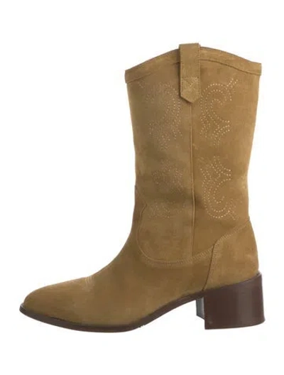 Pre-owned Sézane Suede Western Boots In Brown